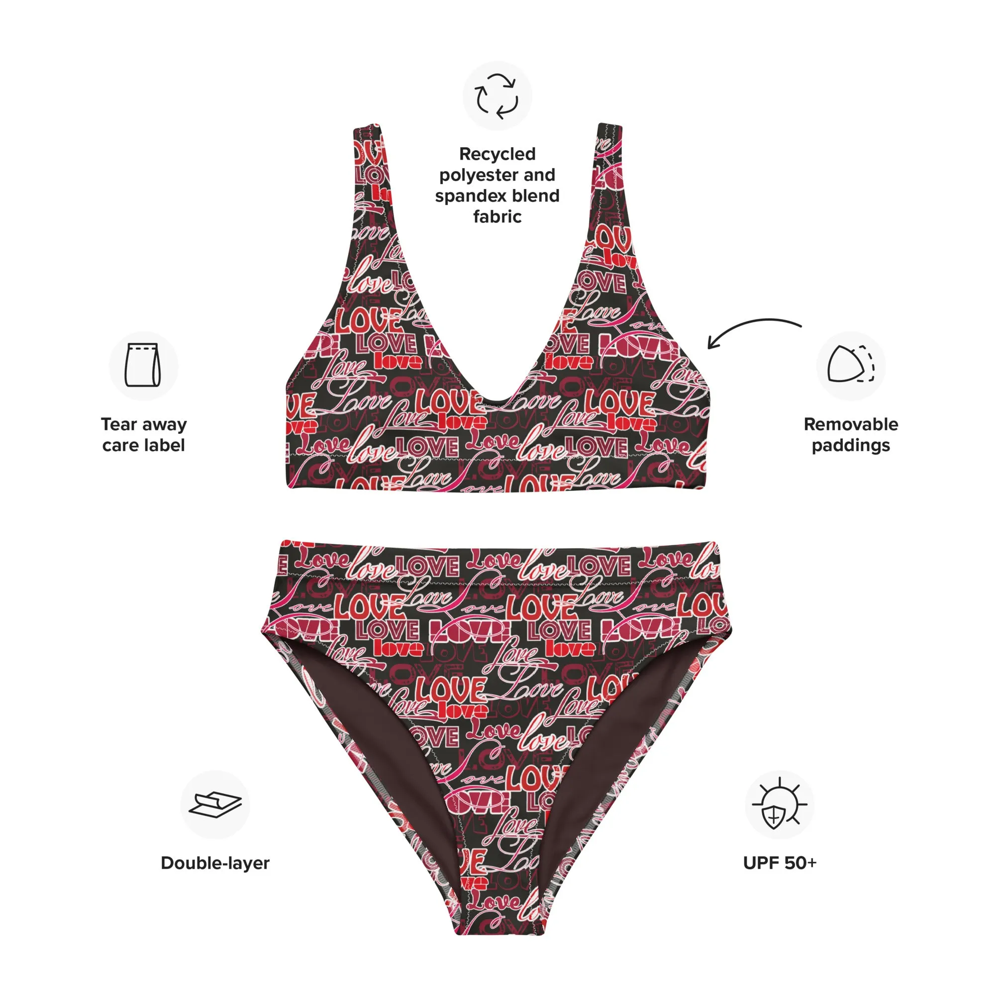High Waisted Bikini Womens (Glamourange Luxury Bikini High Waisted - 0035 Patterns Model)