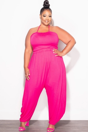 Day Ready Final Sale Plus Size 2pc Halter Top and Harem Pants in Pink