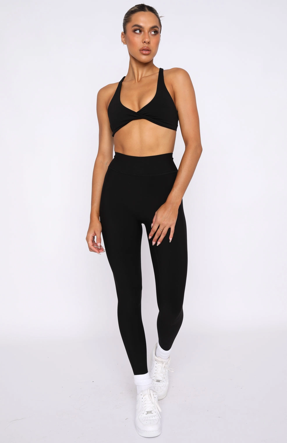 High Definition Sports Bra Black Roll Up Sleeve Design