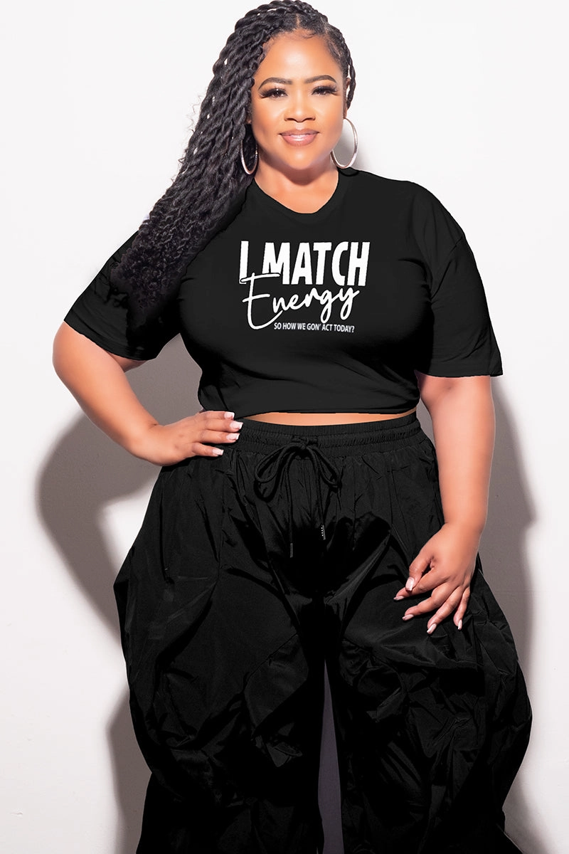 Essential Layer Final Sale Plus Size Fitted Black T-Shirt I Match Energy