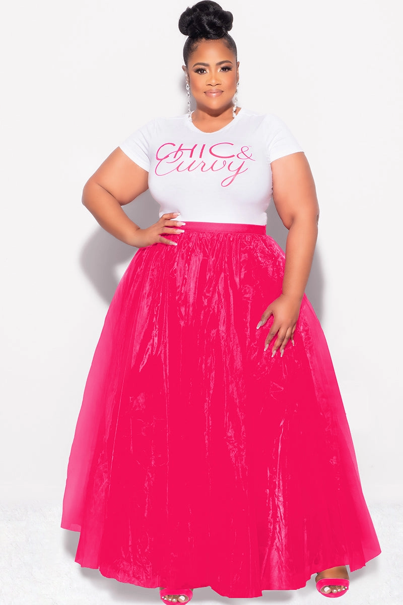 Tear Resistant Fabric Chilly Comfort Final Sale Plus Size Maxi Tulle Tutu Skirt in Fuchsia (SKIRT ONLY)