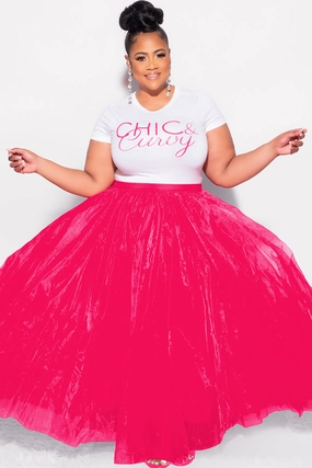 Final Sale Plus Size Maxi Tulle Tutu Skirt in Fuchsia (SKIRT ONLY) Versatile Layering