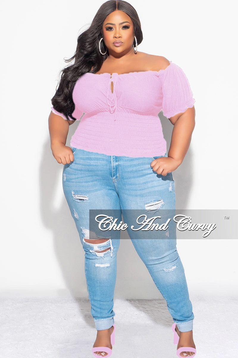 Final Sale Plus Size Off the Shoulder Top with Frill Bottom in Lavender Modern Waist Training Wear