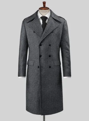 Highlander Heavy Charcoal Herringbone Tweed GQ Overcoat