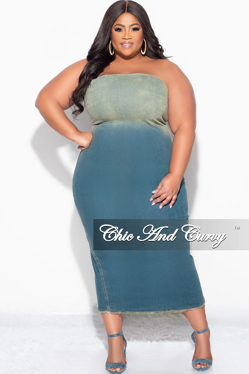 Versatile Wearable Comfy Motion Final Sale Plus Size Dress in Washed Denim