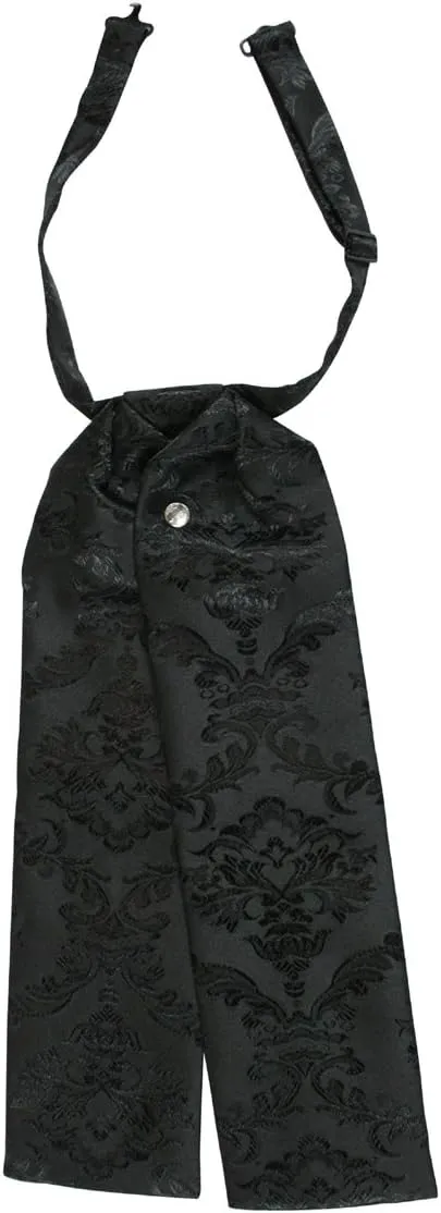 Historical Emporium Men's Satin Jacquard Puff Tie, Victorian Edwardian Western Wedding Halloween Cosplay Necktie