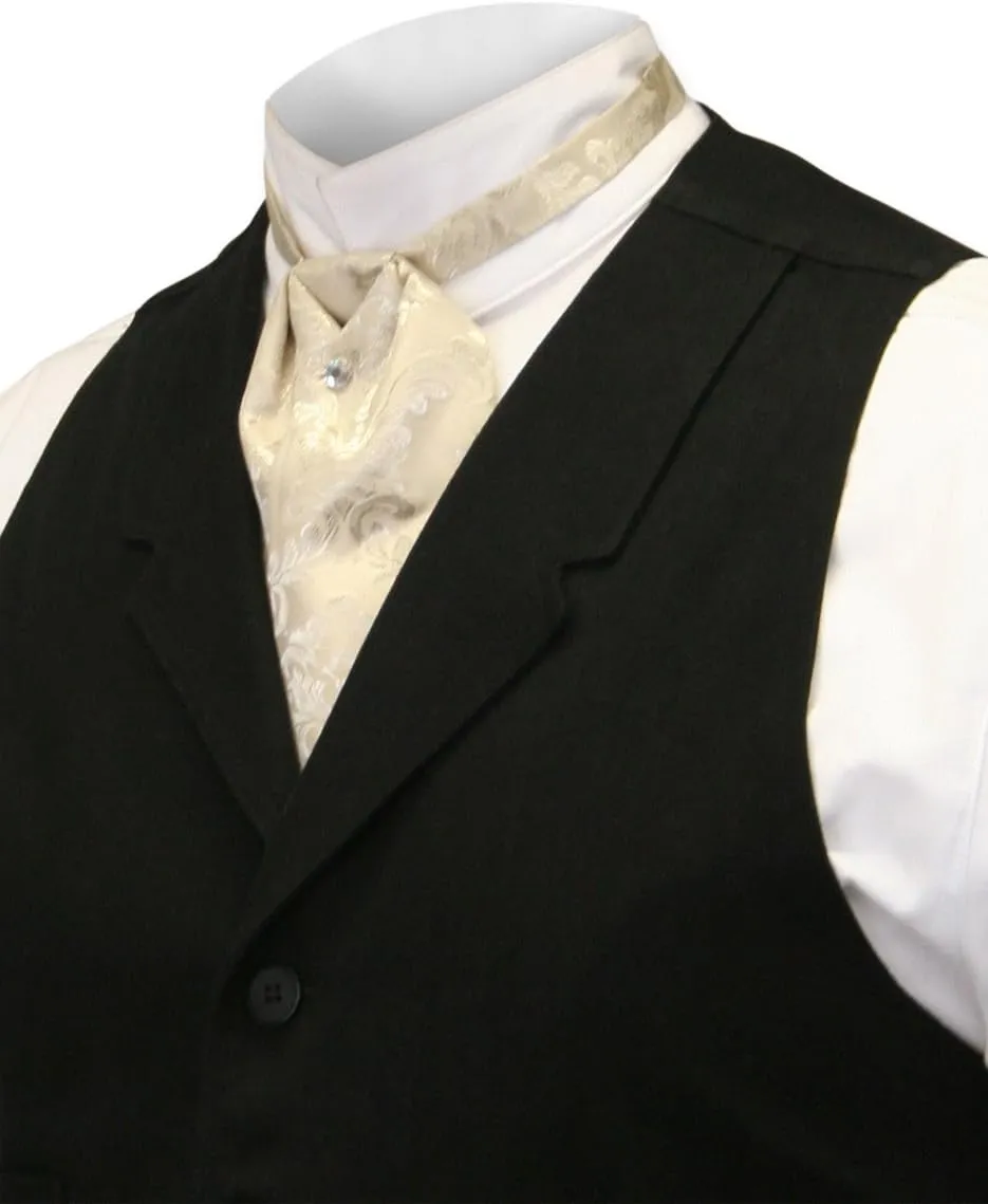Historical Emporium Men's Satin Jacquard Puff Tie, Victorian Edwardian Western Wedding Halloween Cosplay Necktie
