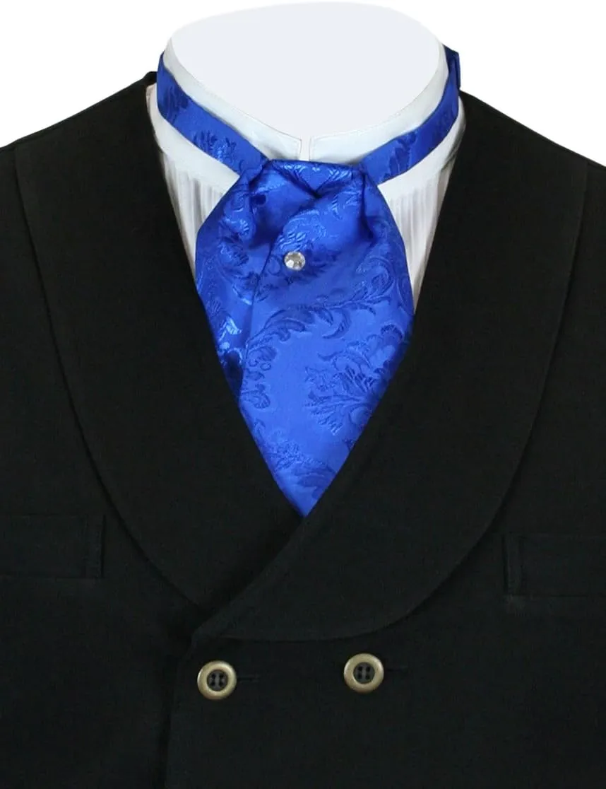 Historical Emporium Men's Satin Jacquard Puff Tie, Victorian Edwardian Western Wedding Halloween Cosplay Necktie
