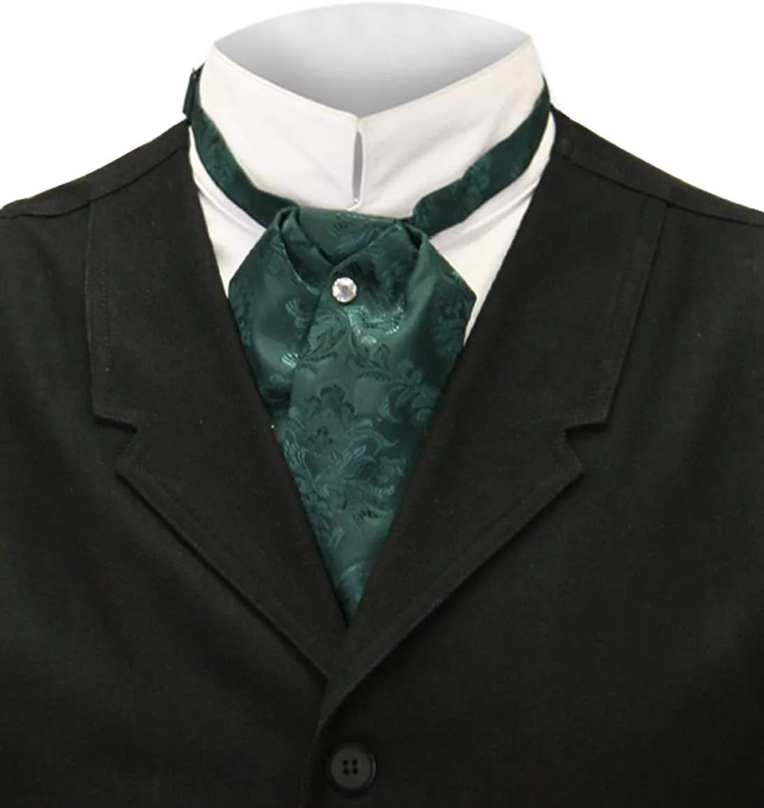 Historical Emporium Men's Satin Jacquard Puff Tie, Victorian Edwardian Western Wedding Halloween Cosplay Necktie