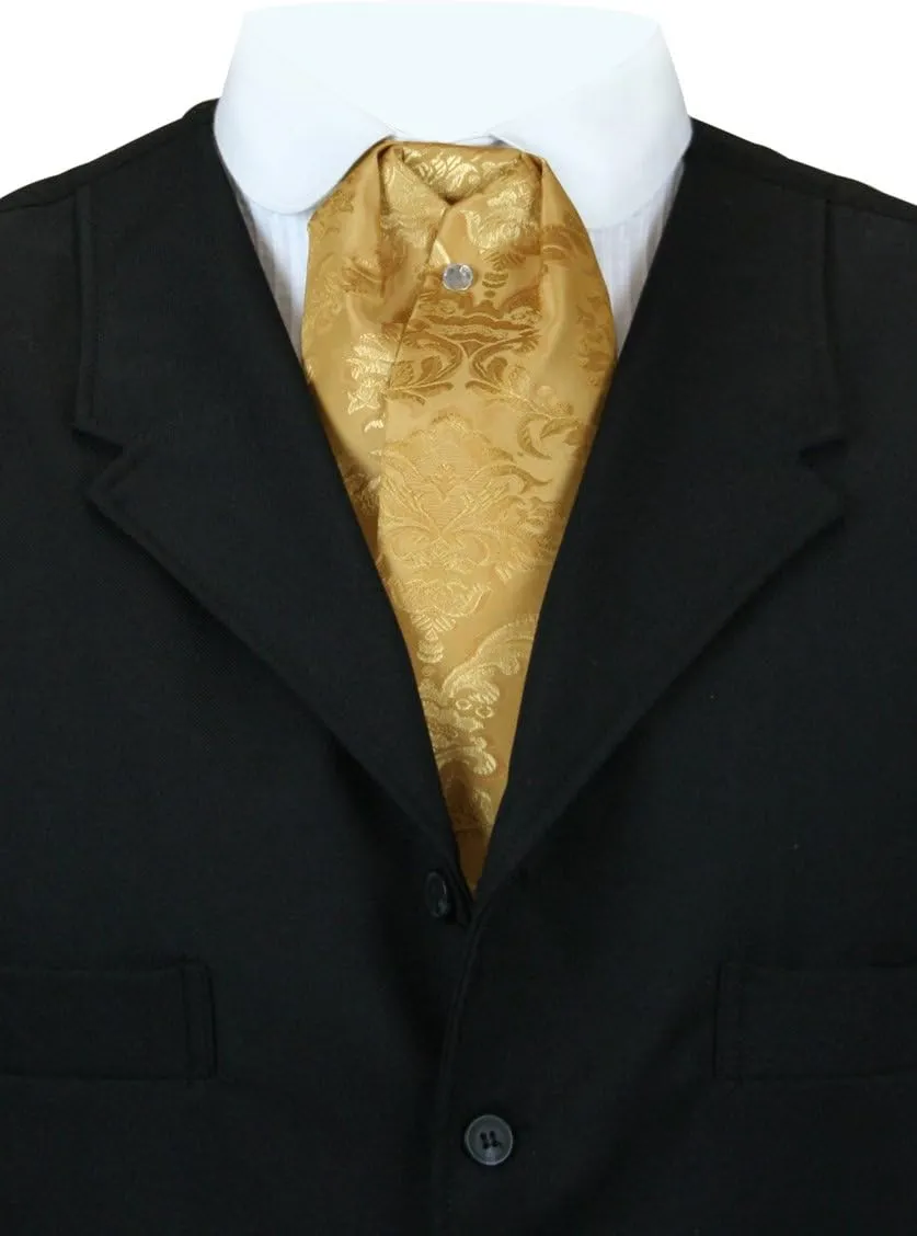 Historical Emporium Men's Satin Jacquard Puff Tie, Victorian Edwardian Western Wedding Halloween Cosplay Necktie