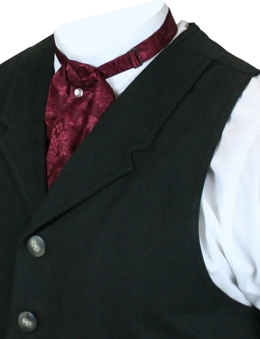 Historical Emporium Men's Satin Jacquard Puff Tie, Victorian Edwardian Western Wedding Halloween Cosplay Necktie