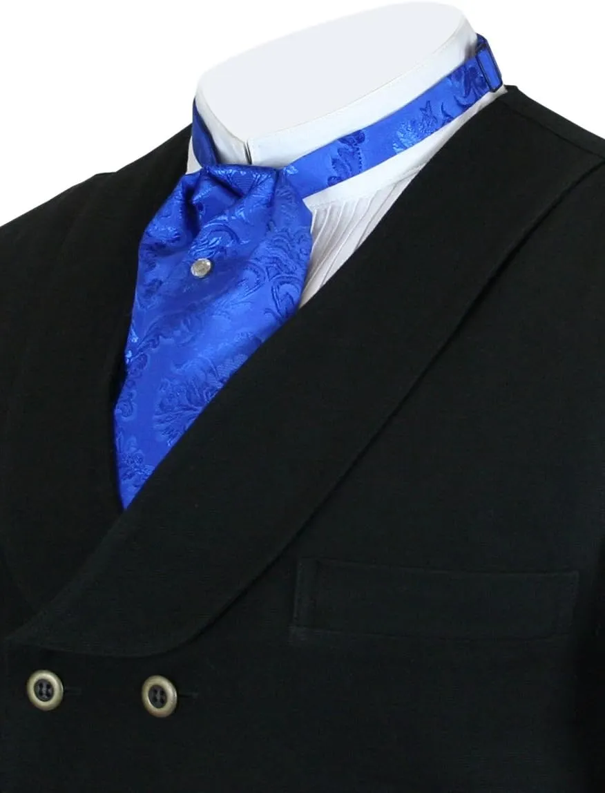 Historical Emporium Men's Satin Jacquard Puff Tie, Victorian Edwardian Western Wedding Halloween Cosplay Necktie