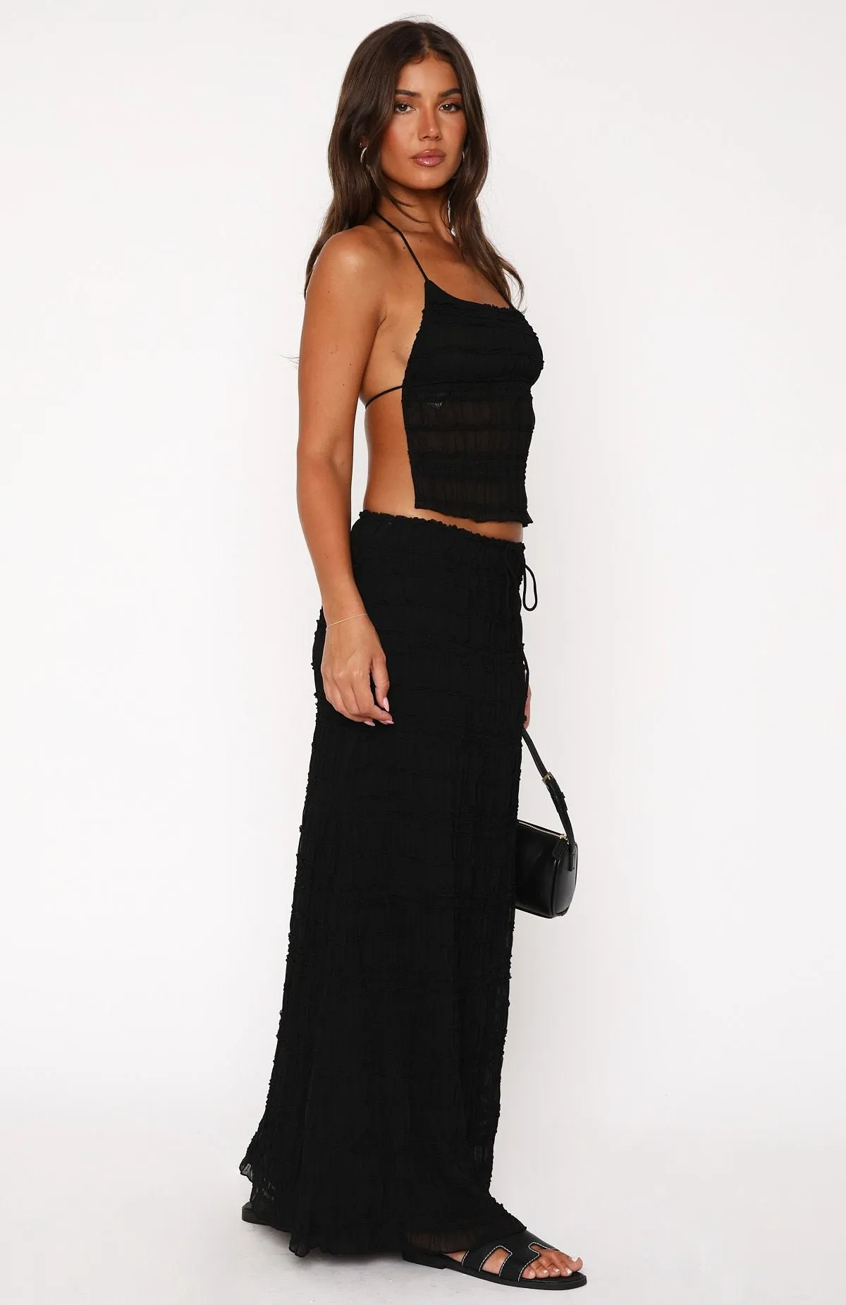 Hold Out Maxi Skirt Black Contrast Panel