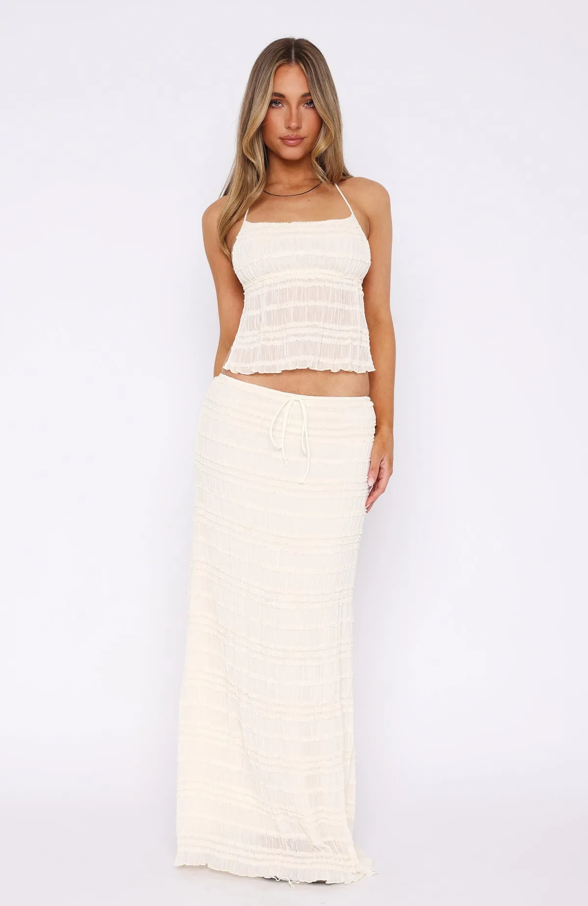 Layered Design Hold Out Maxi Skirt Cream