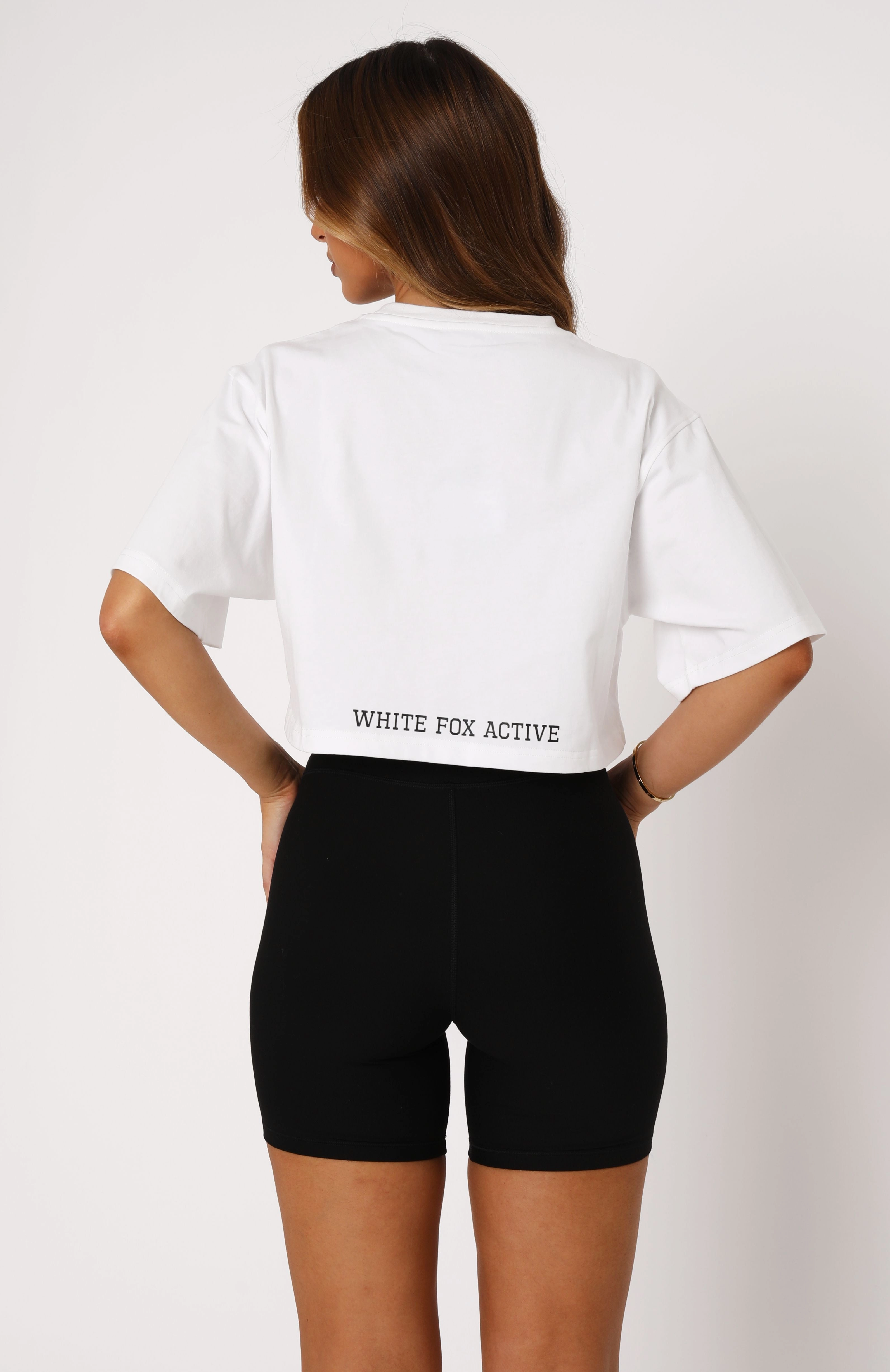 Roll Up Sleeve System Home Stretch Oversized Cropped Tee White