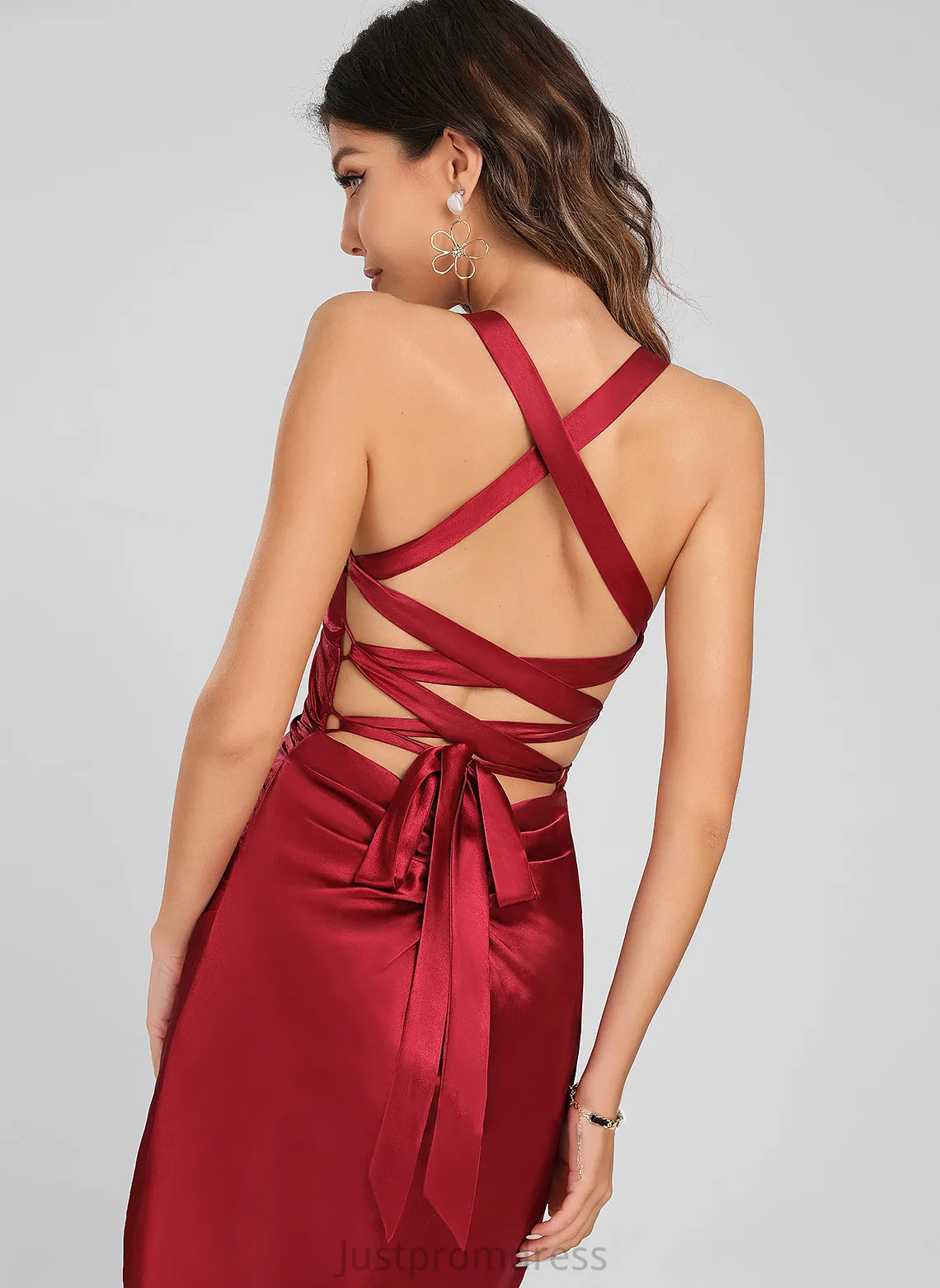 Homecoming Dresses Short/Mini With Pleated Sheath/Column V-neck Bailee Dress Homecoming Satin