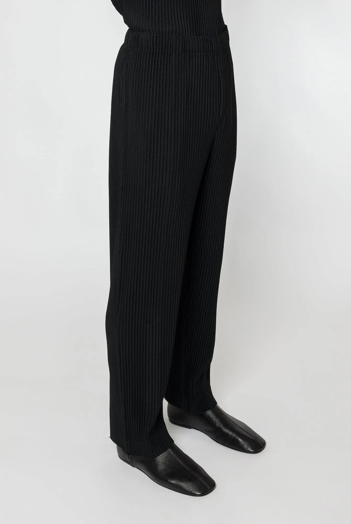 Homme Plissé Issey Miyake Basics Straight Leg Trousers in Black