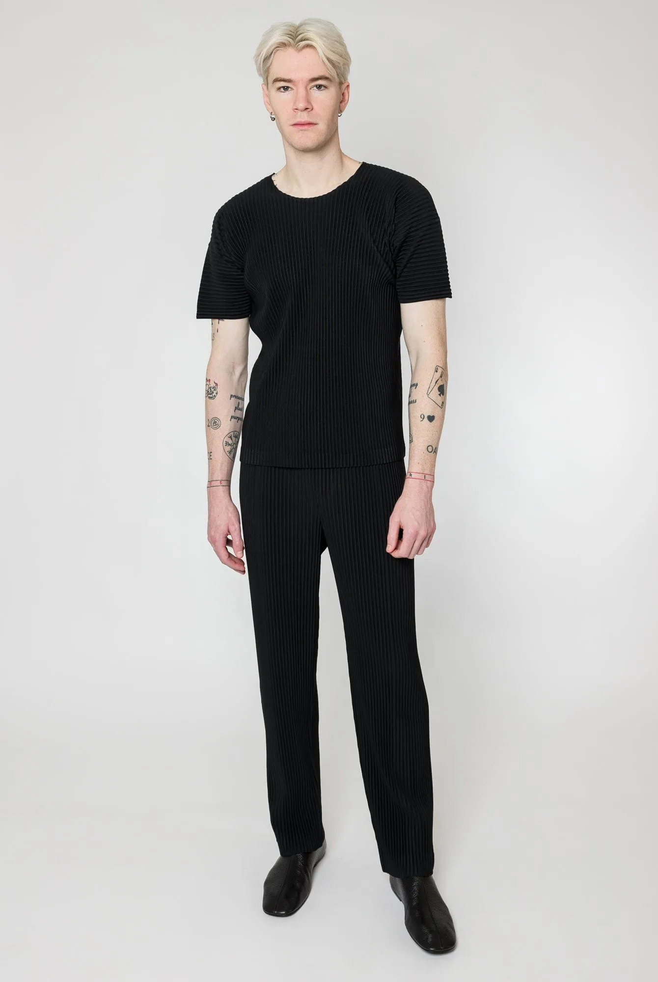 Homme Plissé Issey Miyake Basics Straight Leg Trousers in Black