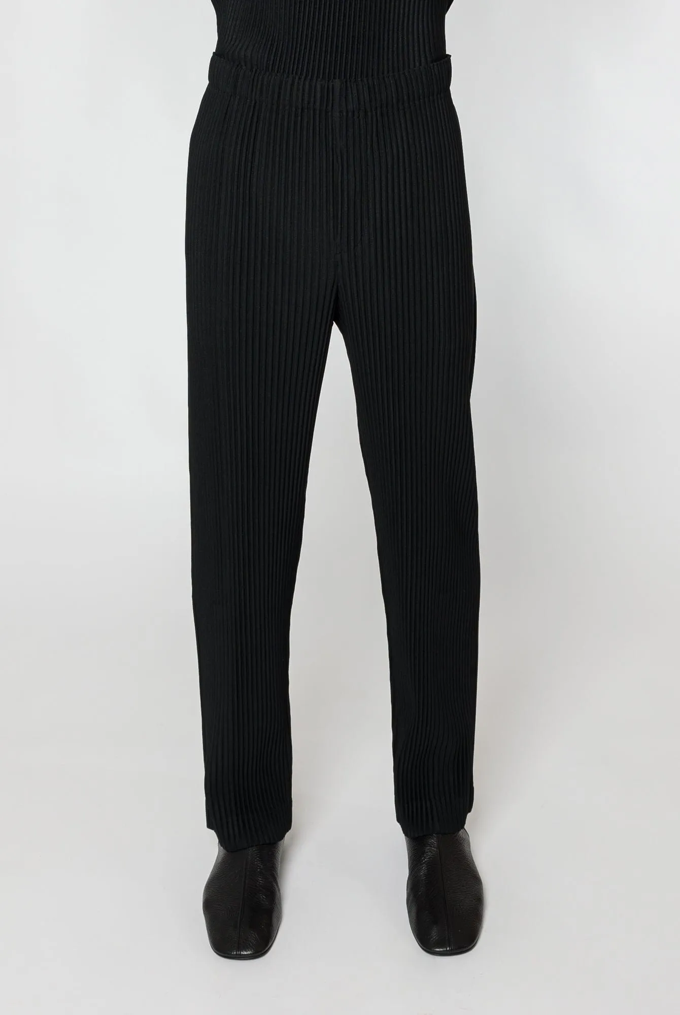 Homme Plissé Issey Miyake Basics Straight Leg Trousers in Black