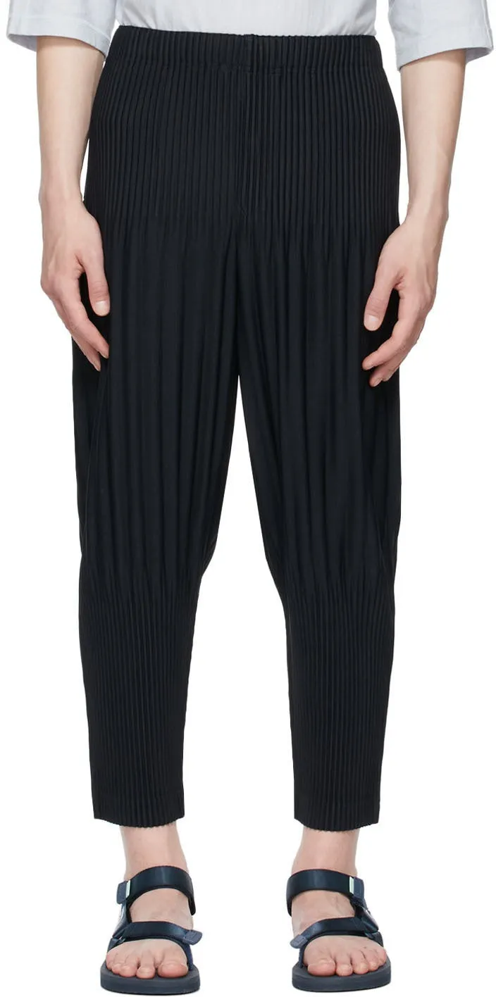 Homme PlissÃ© Issey Miyake Navy Basics Trousers