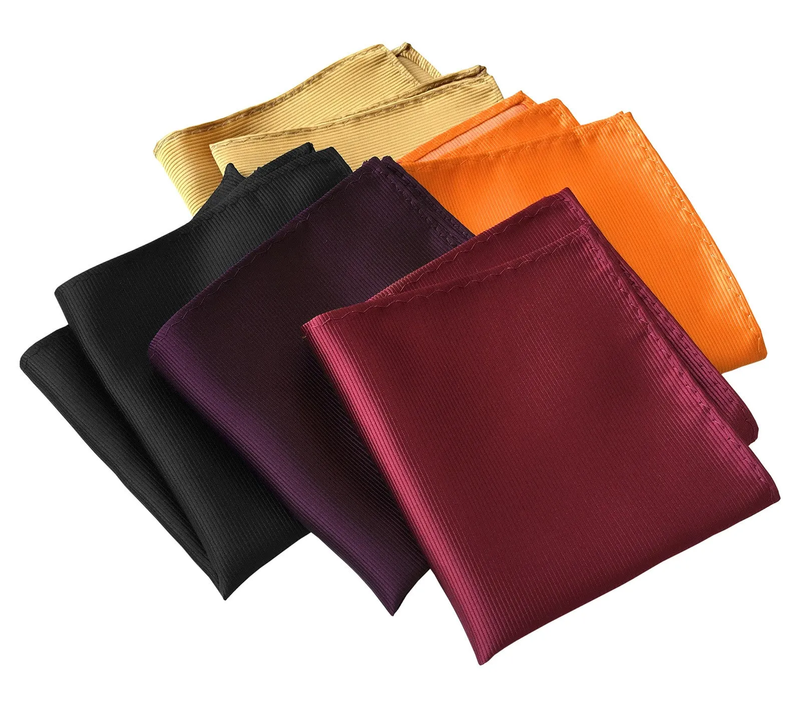Honey Gold Pocket Square. Solid Color Fine-Stripe, No Print