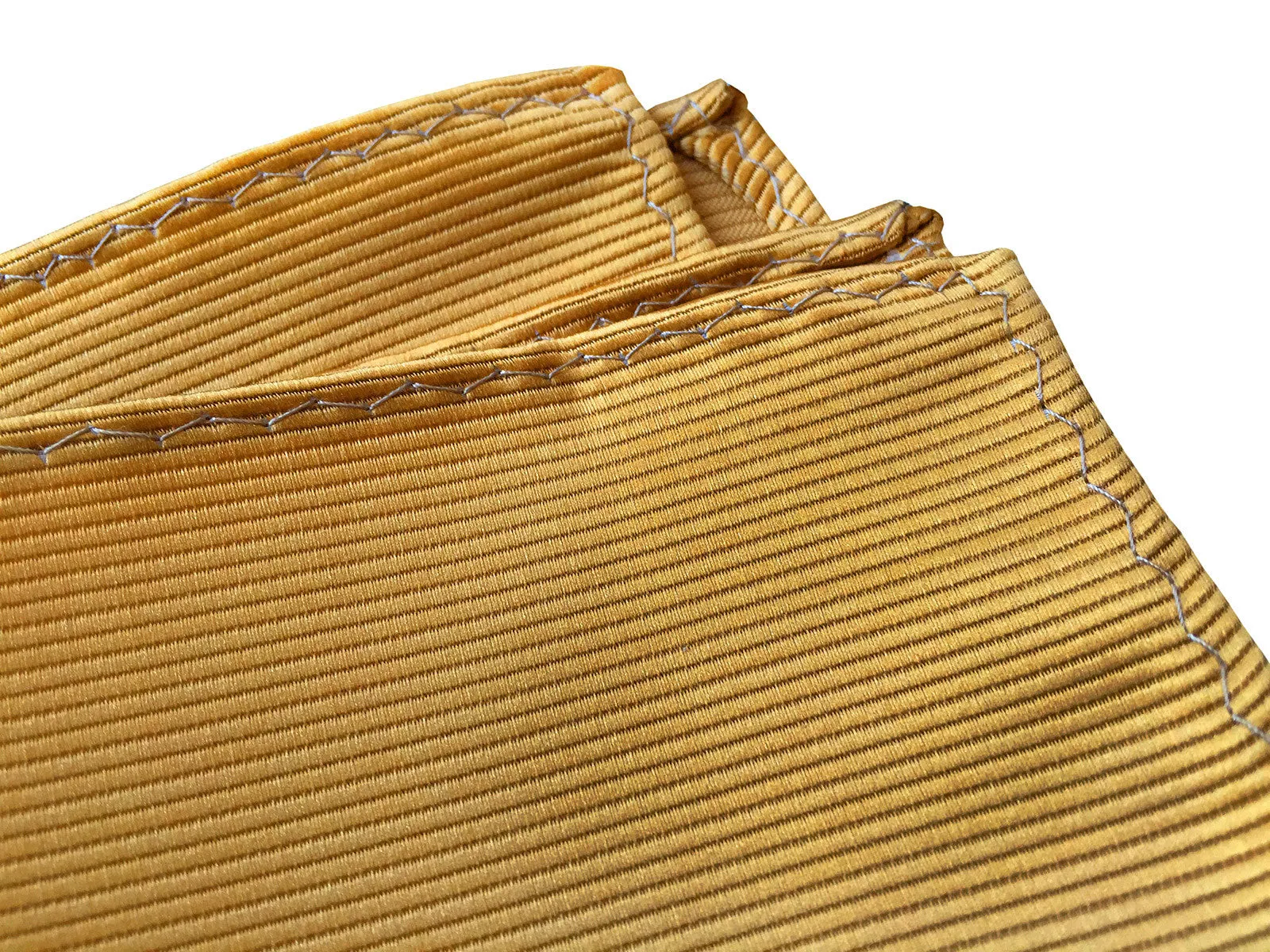 Honey Gold Pocket Square. Solid Color Fine-Stripe, No Print