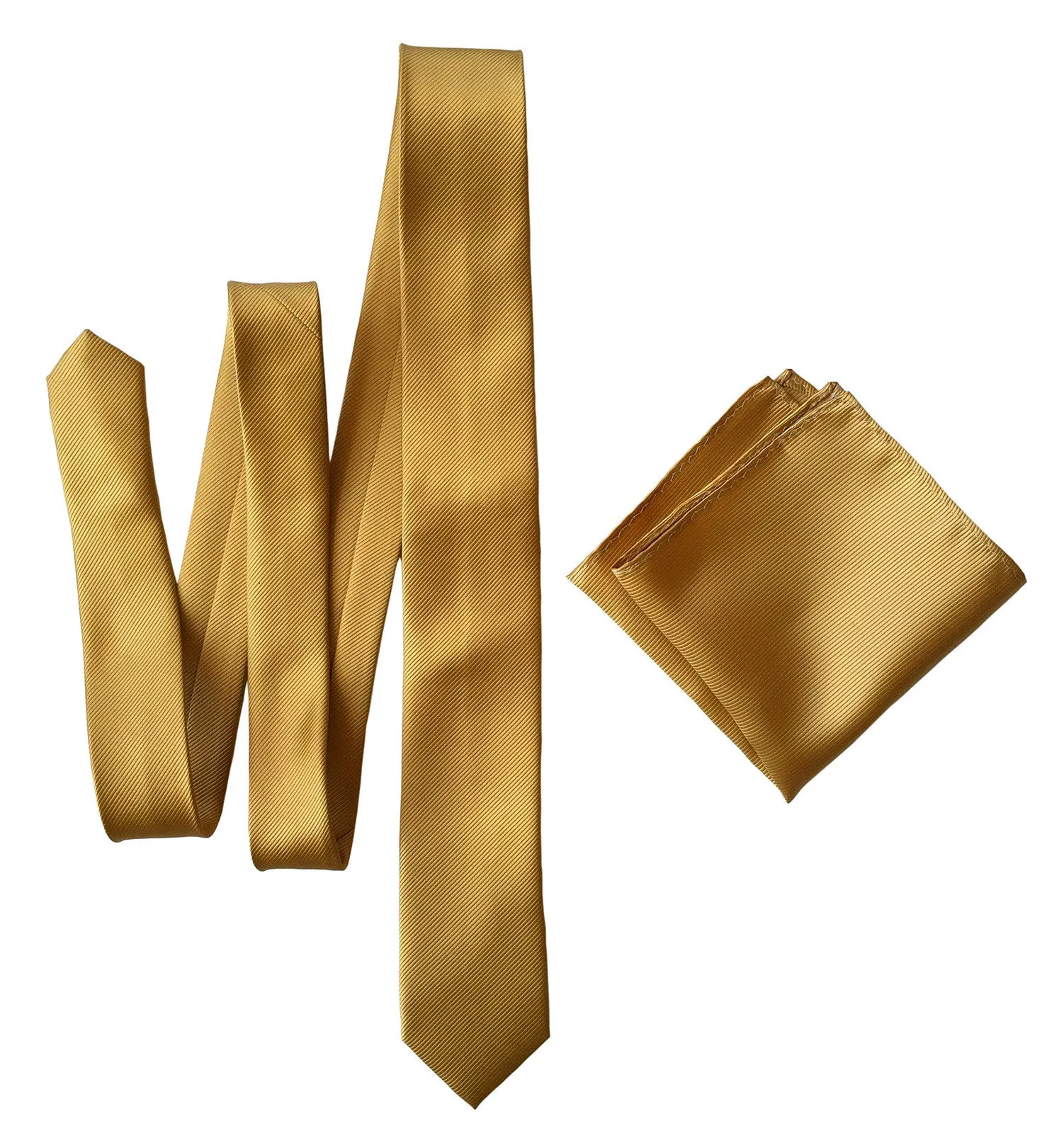 Honey Gold Pocket Square. Solid Color Fine-Stripe, No Print