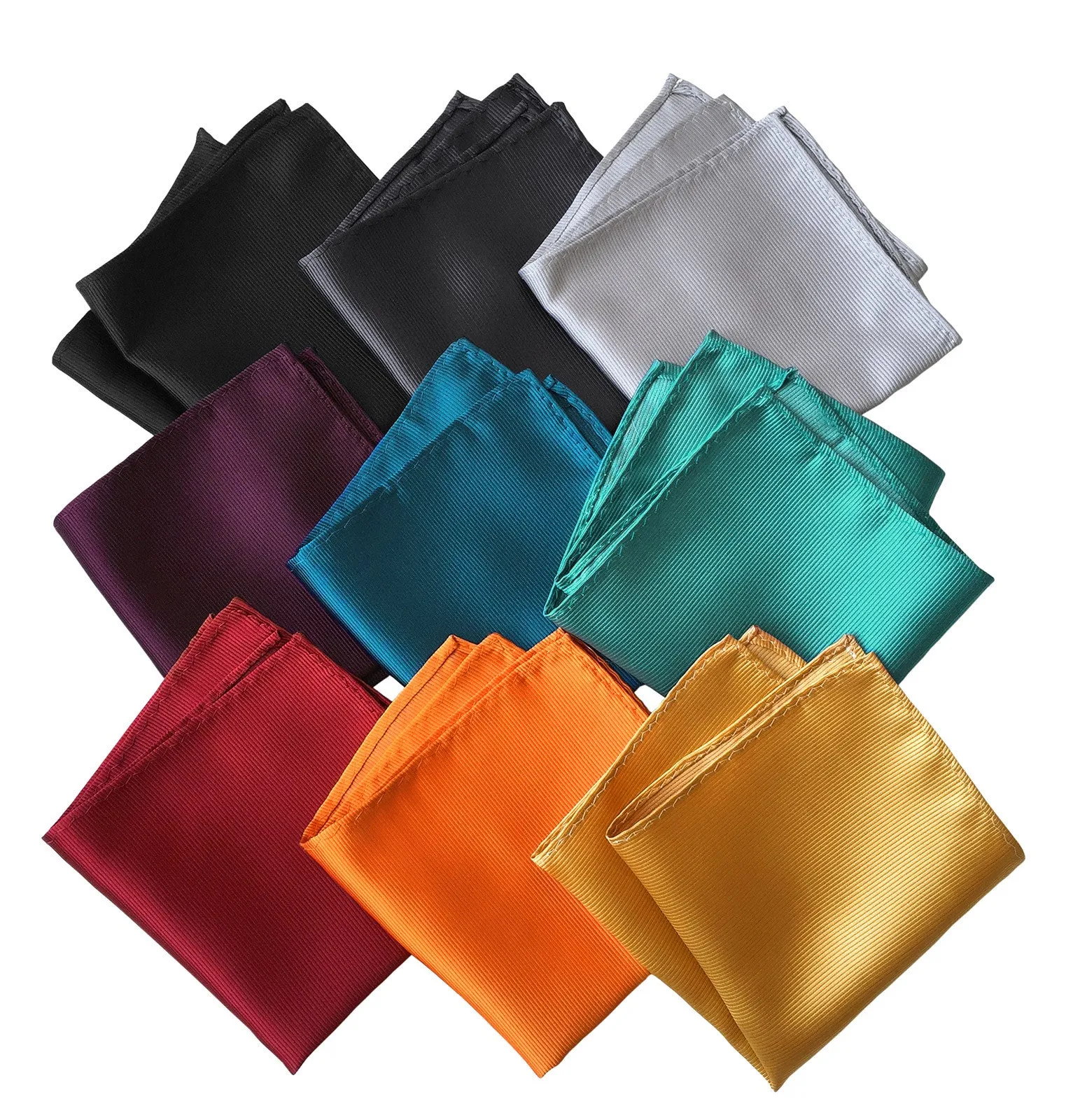 Honey Gold Pocket Square. Solid Color Fine-Stripe, No Print