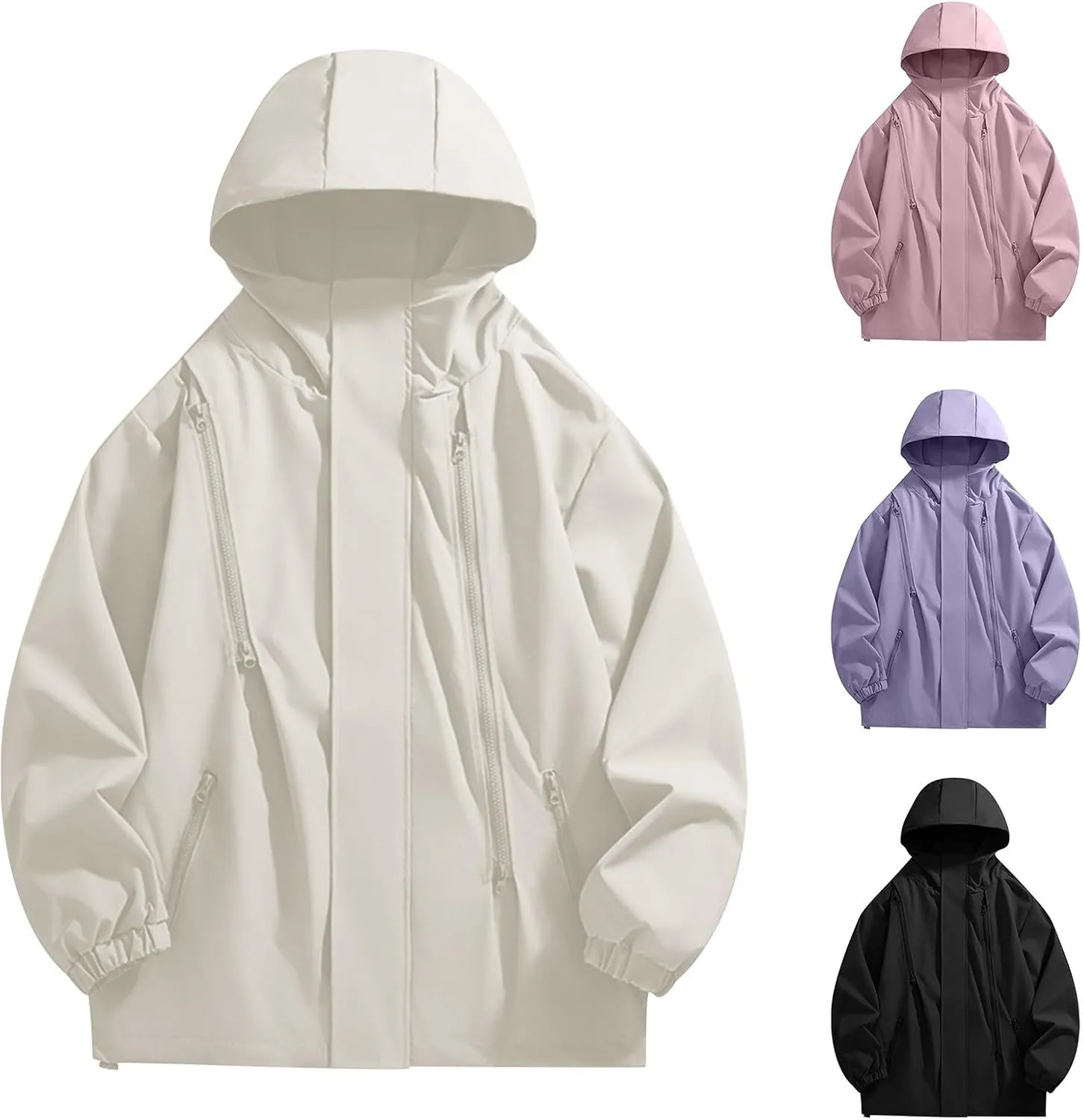 Hooded Waterproof Jacket for Men Oversize Lightweight Water and Wind Resistant Rain Coat Casual Sportswear