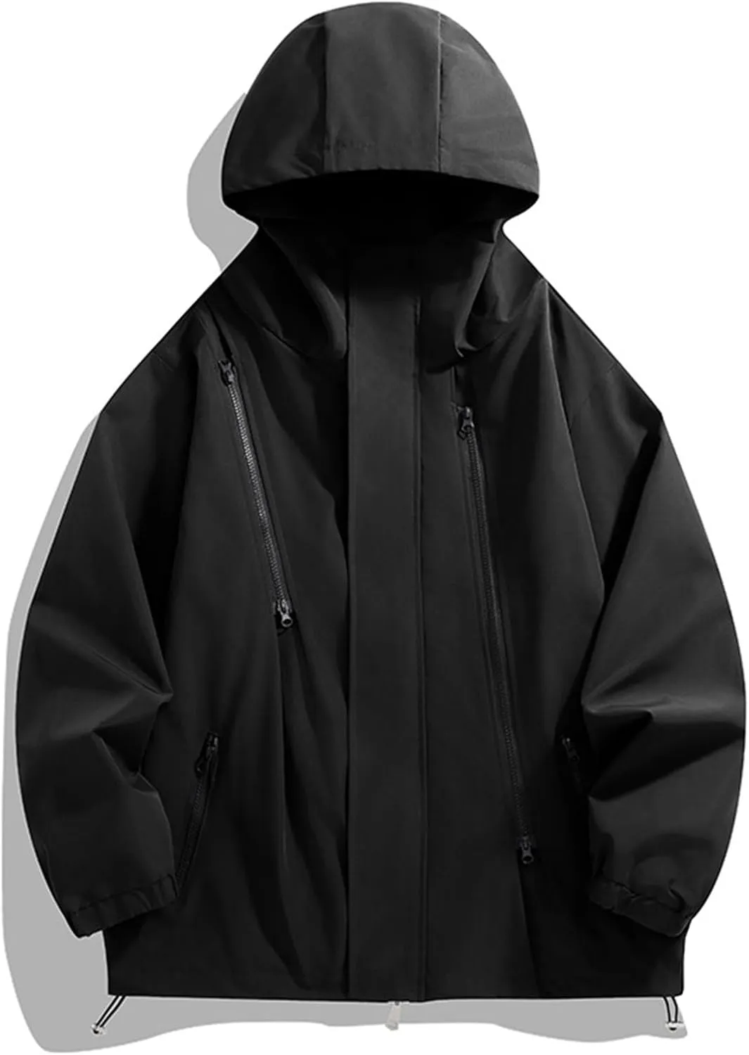 Hooded Waterproof Jacket for Men Oversize Lightweight Water and Wind Resistant Rain Coat Casual Sportswear