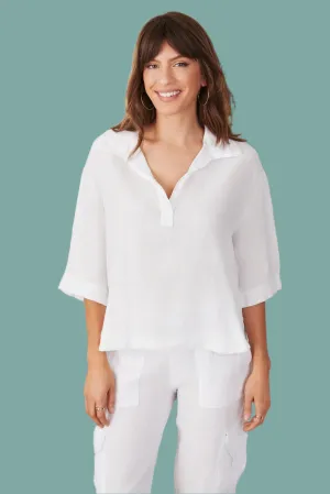 Double Layered Hem Reinforcement Multi Directional Mobility Moneral Notch Collar Top