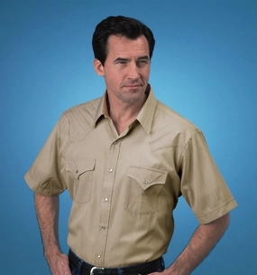 Holiday Outfit Local Favorite Ely & Walker Mens Tone on Tone Khaki Western Shirt S/S Poly/Cotton