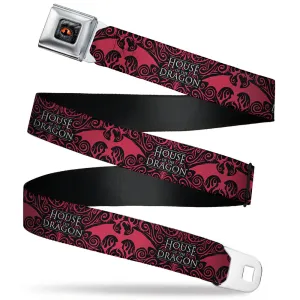 House of the Dragon Eye Throne Icon Full Color Black/Gray/Orange Seatbelt Belt - HOUSE OF THE DRAGON Dragon Icon Black/Red/White Webbing