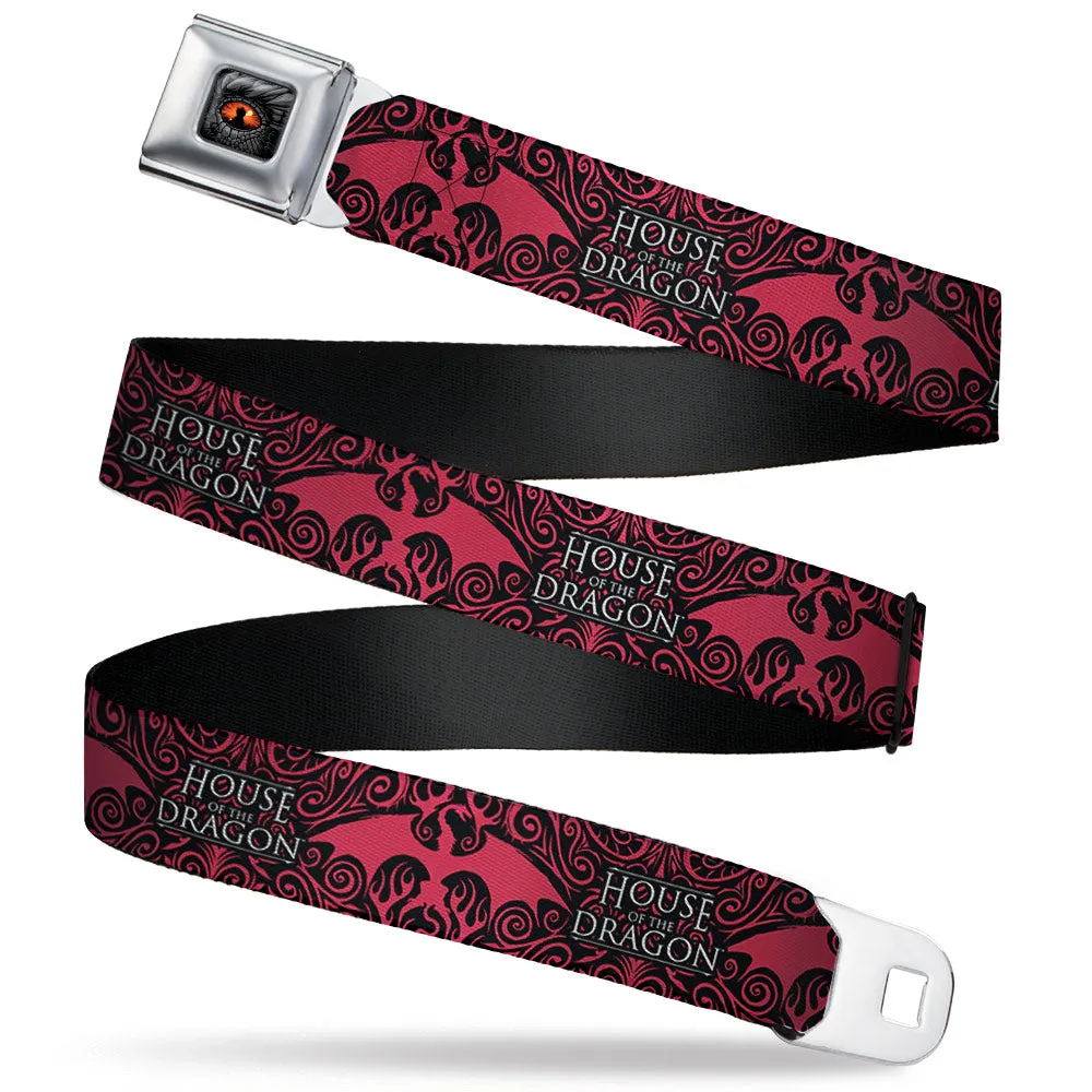 House of the Dragon Eye Throne Icon Full Color Black/Gray/Orange Seatbelt Belt - HOUSE OF THE DRAGON Dragon Icon Black/Red/White Webbing