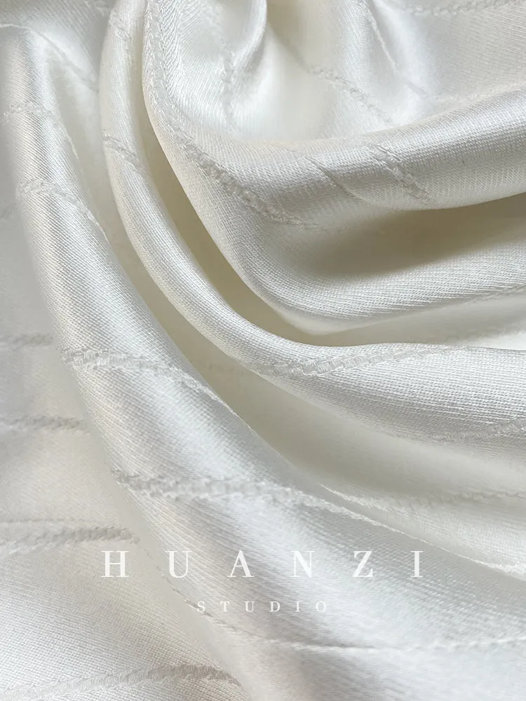Huanzi high end tri-acetic satin drape high-end suit white silk blazer suit -Bioba