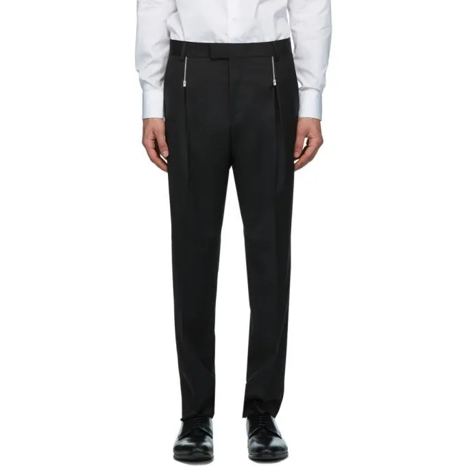 Hugo Black Wool Zip Detail Trousers