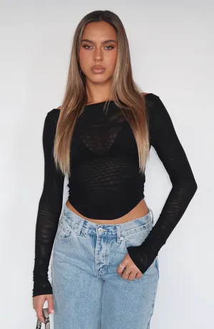 Comfy Fit Hypnotising Thoughts Top Black