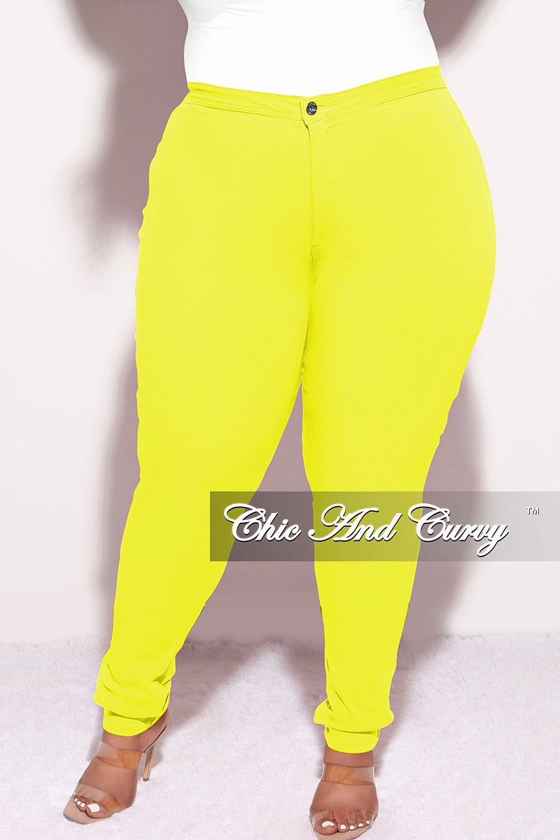 Fade Resistant Dye Final Sale Plus Size Jeans in Neon Yellow (Jeans Only)