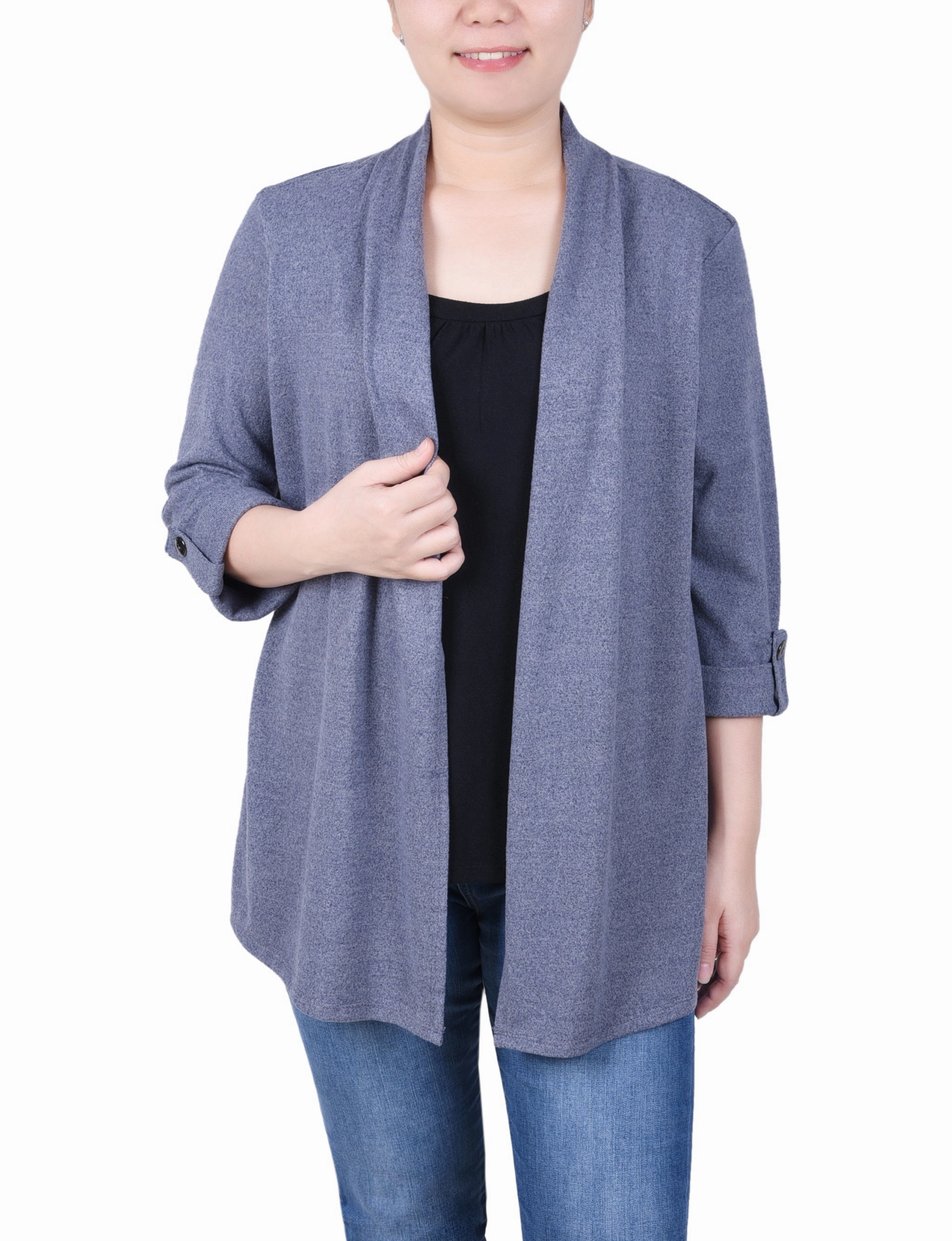 Petite 3/4 Sleeve Two In One Top Fashionable Look Simple Dress