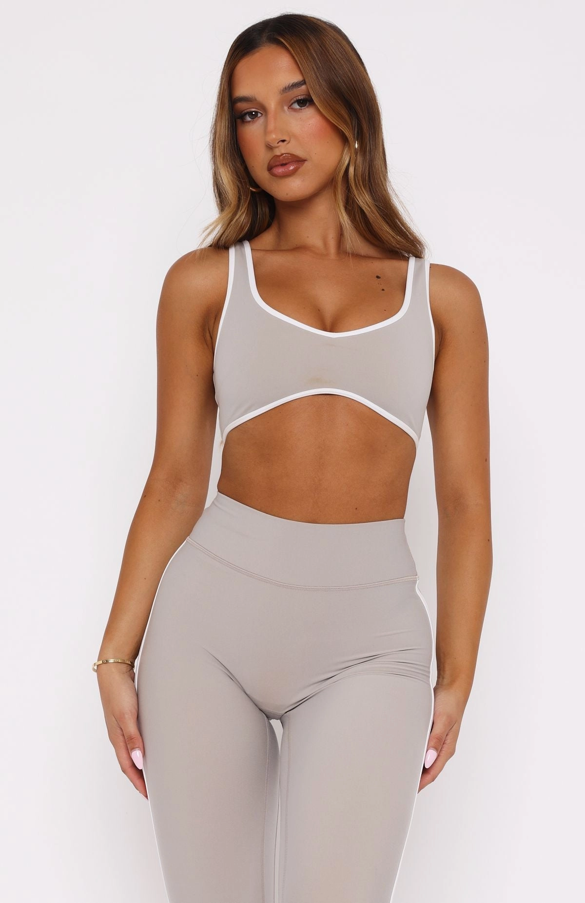 I'll Prove It Sports Crop Pebble/White SoftKnit