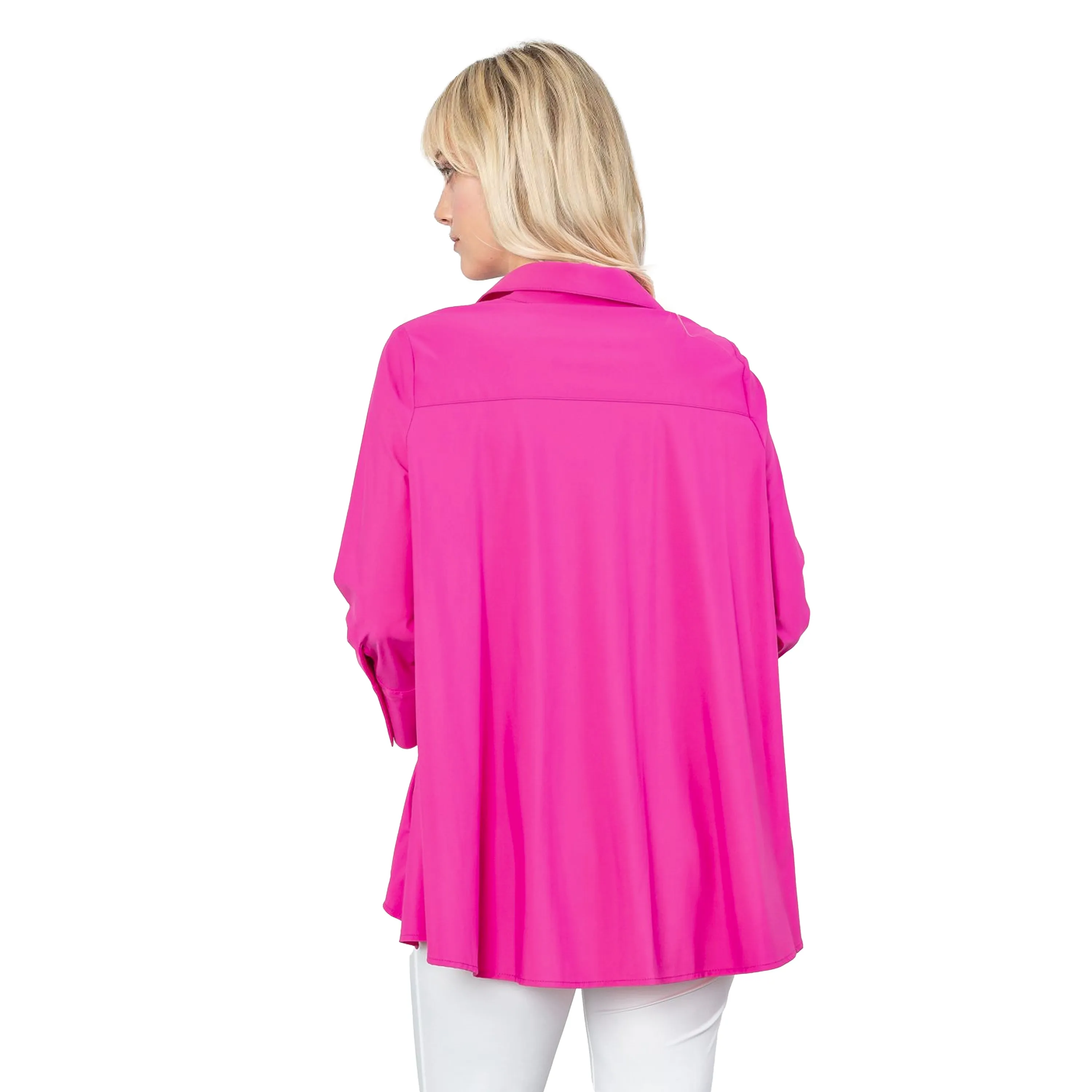 IC Collection Solid High-Low Pocket Shirt in Pink - 3778B-PK - Size M Only!