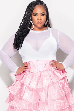 Durable Stitching Simple and Cozy Final Sale Plus Size Mesh Top in White