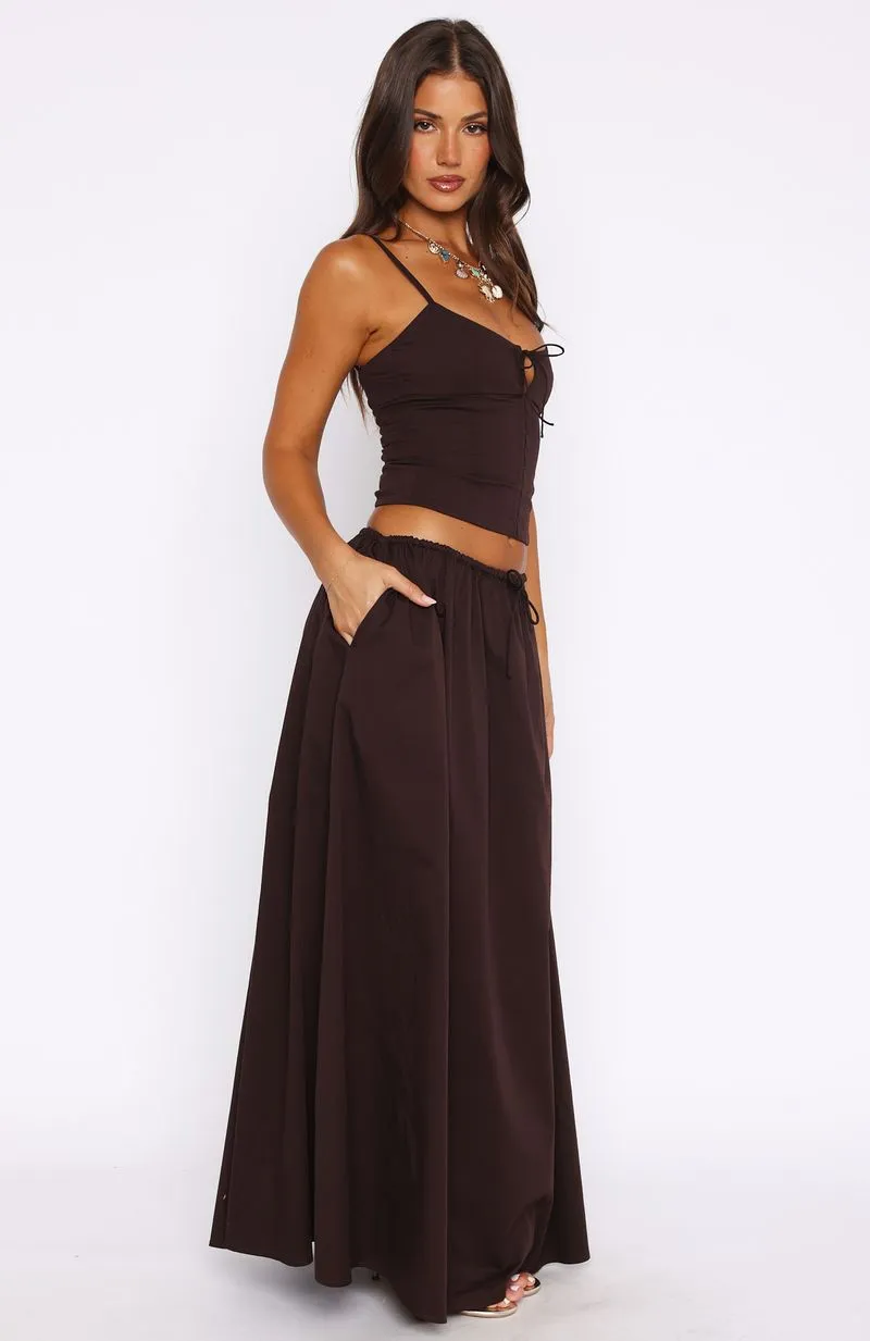 I'm Too Shy Maxi Skirt Chocolate Ombre effect Waist Defining