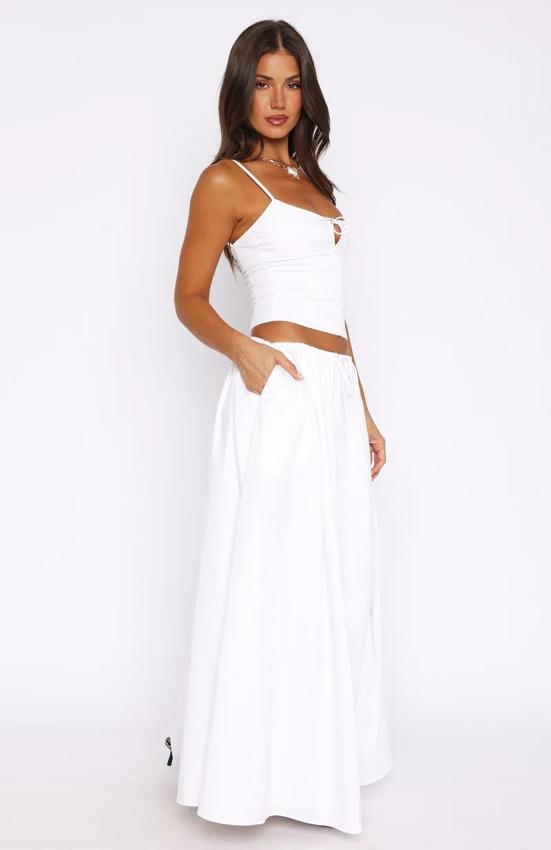 I'm Too Shy Maxi Skirt White Light Edge Breathable fabric