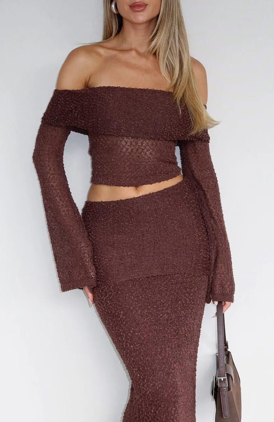 Easy Combo In Too Deep Long Sleeve Knit Top Chocolate