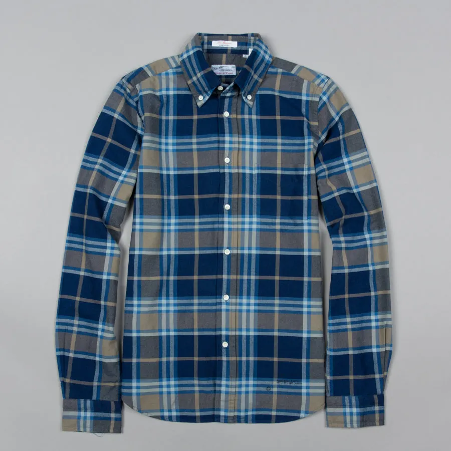 INDIGO OXFORD HUGGER BUTTON DOWN