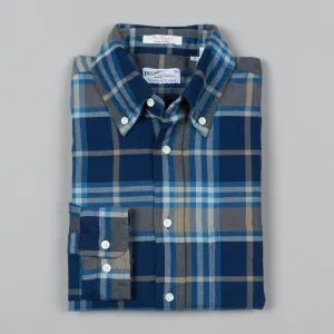 INDIGO OXFORD HUGGER BUTTON DOWN