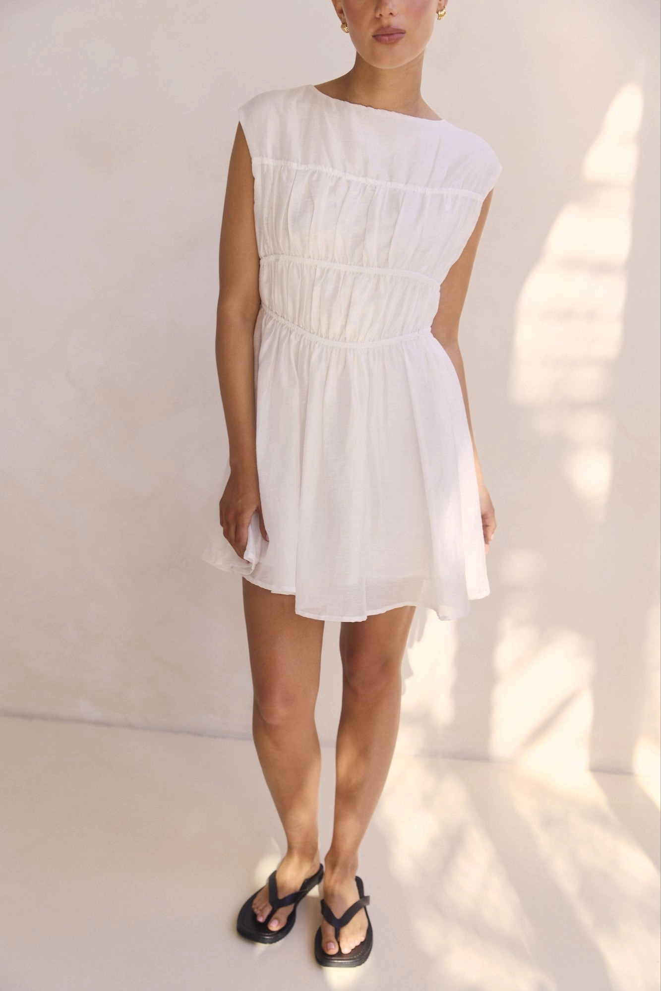 Layer Base Delicate Edge Indra Mini Dress (White)