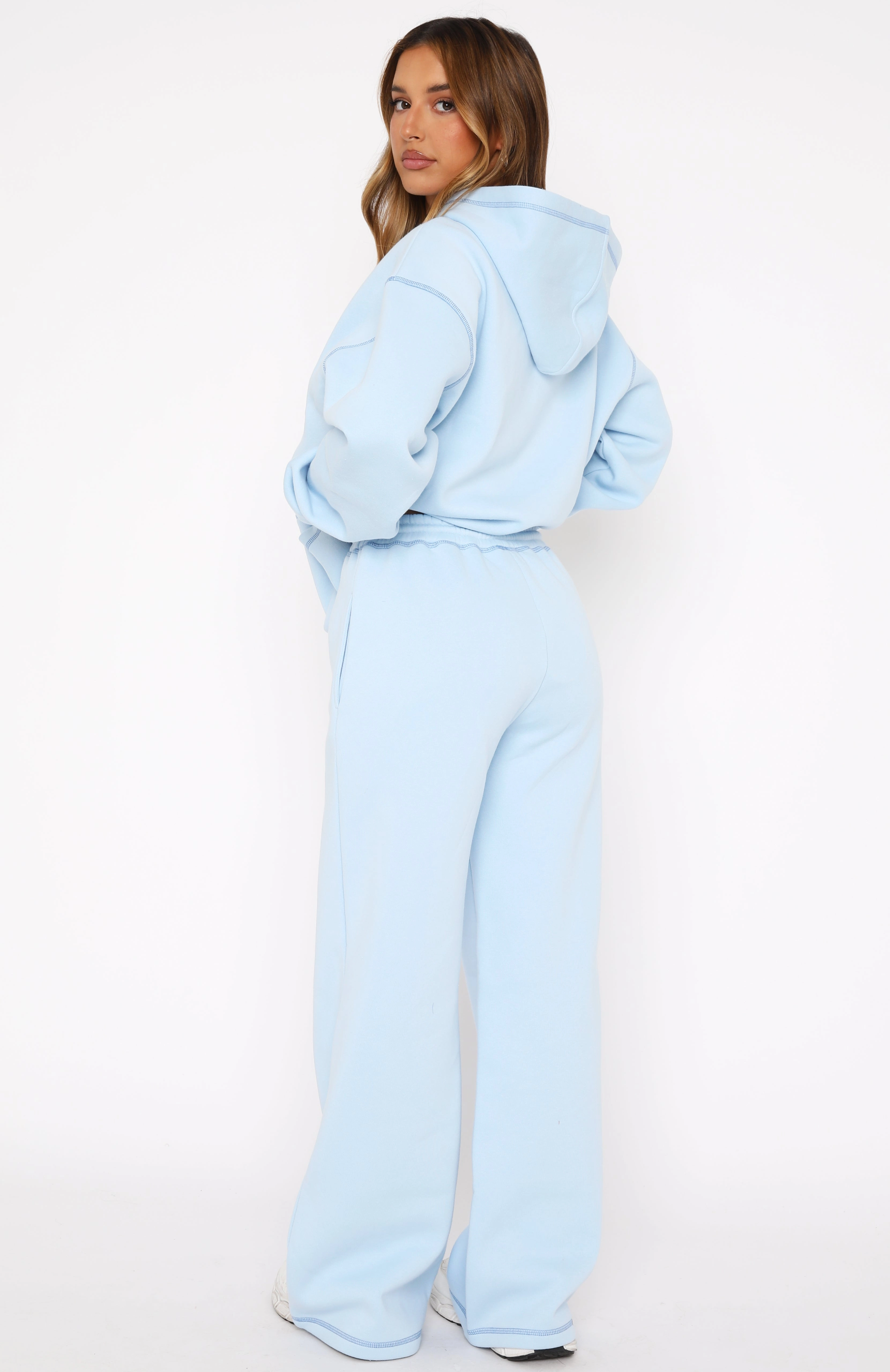 Instant Attraction Wide Leg Sweatpants Baby Blue weekday look