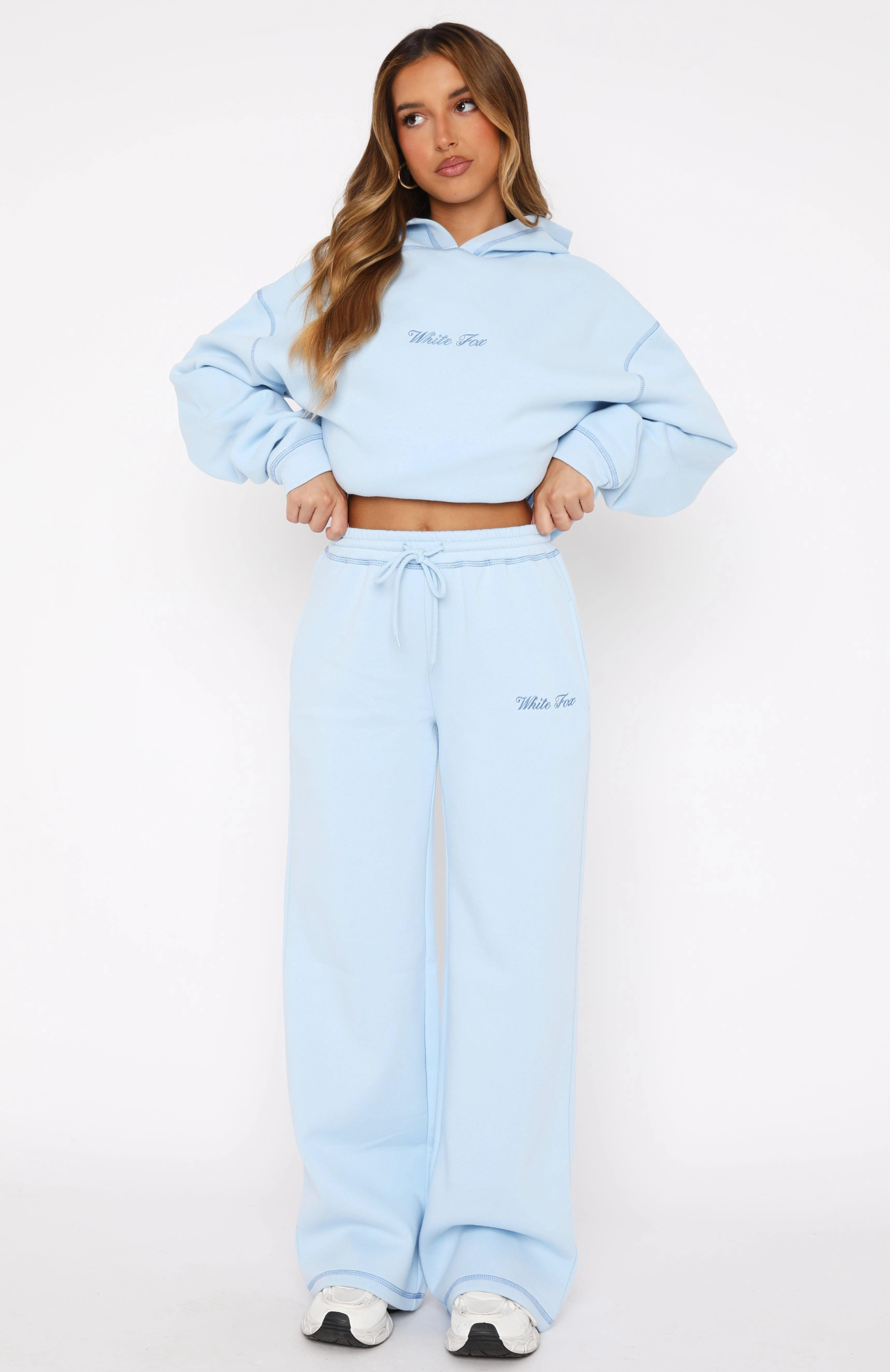 Instant Attraction Wide Leg Sweatpants Baby Blue Durable Weave
